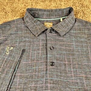 Callaway Polo Shirt Men XL Blue Geometric Opti-Dri Poly Golf 90s Retro Style